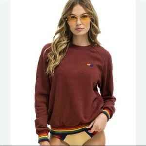 Aviator Nation Rainbow Rib crewneck